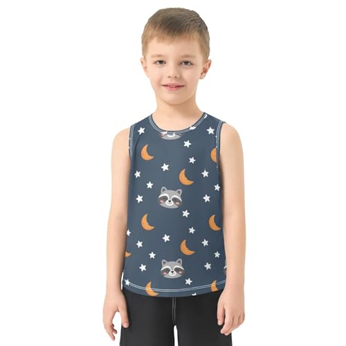 J JOYSAY Raccoon Star Moon Blue Boys Tank Top Sleeveless Muscle Shirts Quick Dry Sport Active Workout Kids T-Shirts 3-15T2