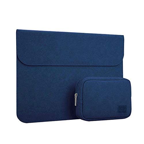 Surface Laptop 4用(2021モデル) 13.5インチ ケース/カバー レザー 電源収納ポーチ付き セカンドバッグ型 おしゃれ サーフェス ラップトップ 4 用 カバン型 レザーケース/カバー おしゃれ PCケース/カバー[Surface Laptop 4 (13.5インチ)(ダークブルー)]