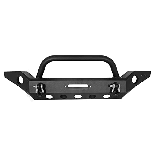 Paramount Automotive Full Width Front Bumper with Fog Light Housing and D-Rings 51-0362 07-18 Jeep Wrangler JK, Black