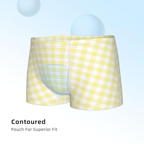 Boys' Cotton Boxer Brief Soft Underwear-Lemon Yellow Checkboard4