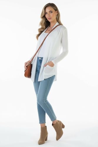 Image of ToBeInStyle Womens Open Front Long Sleeve Lightweight Asymmetrical Draped Cardigan with Side Pockets