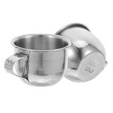 SHINEOFI 2 Stück Kleiner Sake Becher 70ml aus 304 Edelstahl mit Henkel Rostfreier Trinkbecher für Tee Wein und Wasser Spülmaschinengeeignet Breite Öffnung zur Einfachen Reinigung
