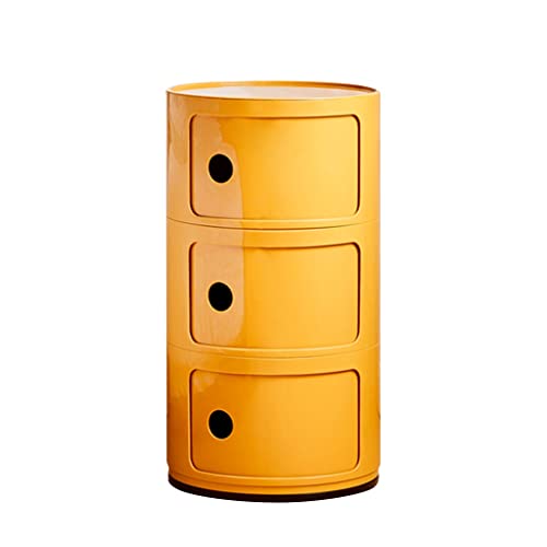 HGFE Table de chevet ronde casier en plastique - Meuble de rangement créatif et étroit pour chambre à coucher - Design simple. 32*58cm, Jaune
