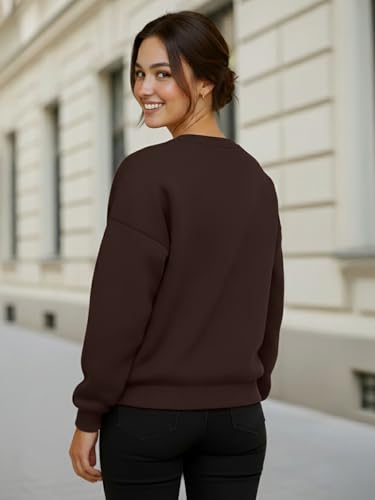 Image of LEOTUDE Women's Loopknit Boyfriend /Loose Fit Round Neck Sweatshirt (Color Black)