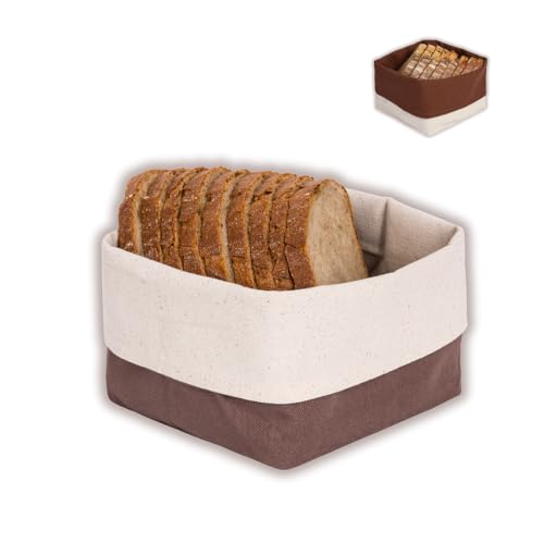 Ornamento slowroom Cestino per Pane, Cotone, Marrone, 12.5 x 12.5 x 10 cm