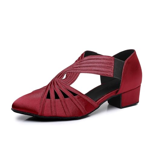 Image of Women Swing Latin Ballroom Salsa Dance Shoes (Closed Toe, Suede Sole) YT12