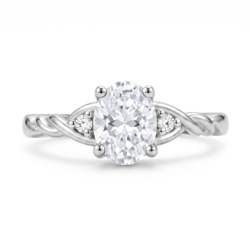 Image of Rylos Sterling Silver Classic Birthstone Ring - 7X5MM Oval Gemstone & Diamonds - Women's Jewelry, Sizes 5-10