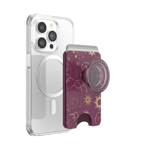 PopSockets Phone Wallet for MagSafe Phone Card Holder with Grip Celestial - Celestial Mauve