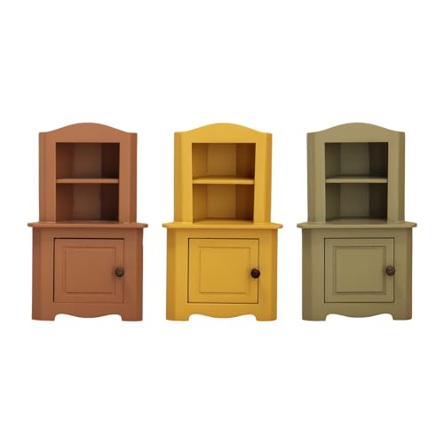 Estantería rinconera miniatura de 3 niveles en madera para organizar escenarios de muñecas 1/12 6