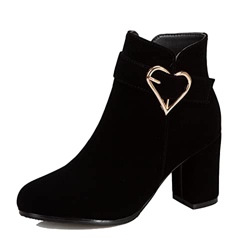 Block Heel Ankle Boots with Fashion High-Heeled for Women