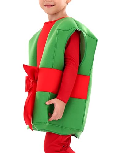 Choomomo Christmas Kids Gift Box Outfit Sleeveless Bow Color Contrast Vest Coat Holiday Xmas Dressy Top4