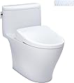 TOTO® WASHLET®+ Nexus® One-Piece Elongated 1.28 GPF Toilet with Auto Flush S7A Contemporary Bidet Seat, Cotton White - MW6424736CEFGA#01