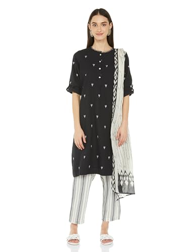 Image of BIBA Women Cotton Kurta Set,Pant,Stole