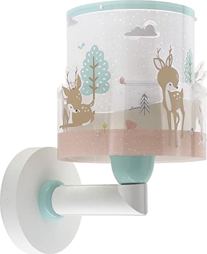 Dalber kinder Wandlampe kinderzimmer, Kinderlampe Wandleuchte Wolken Loving Deer Reh Tiere Rosa, Rose, 61279, E27