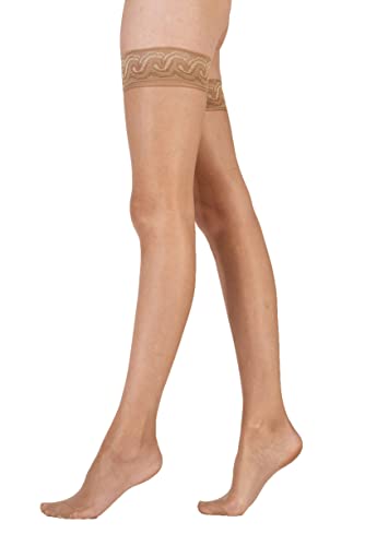 Image of Pretty Polly Womens Nylon Lace Top Hold Ups