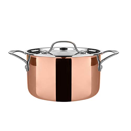 Casseruola alta Luxor in rame da 21,6 cm, con coperchio Rame