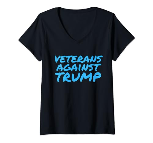 Donna Veterani contro Trump Divertente Anti Trump Abbigliamento Maglietta con Collo a V