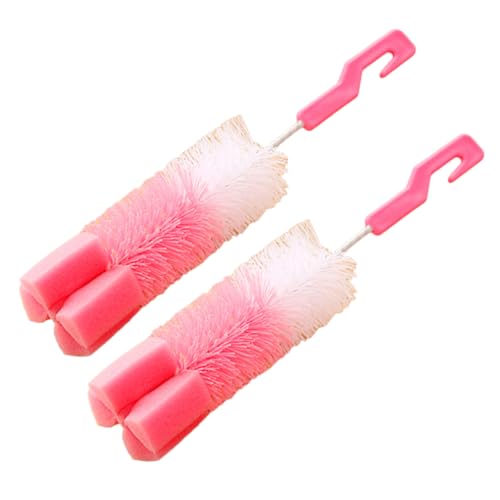 COLLBATH 2pcs Bottle Brush Cup Cleaner Brush Water Bottle Cleaner Cup Brush Wine Bottle Cleaner Water Bottle Cleaning Brush Cup Cleaning Brush Sponge Head Washing Brushes Bottles Pink