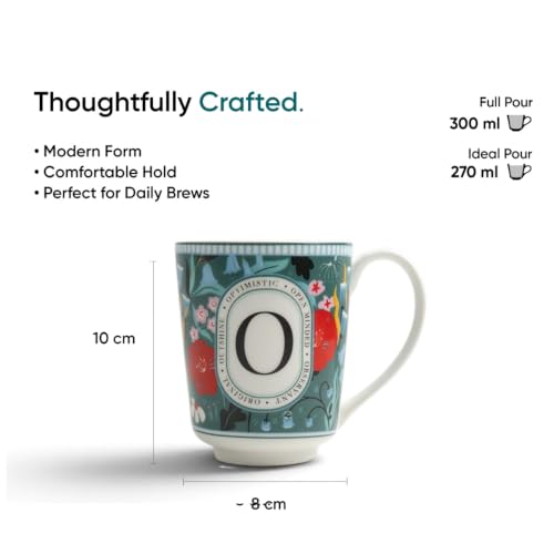Image of Shay Alphabet Mug 300ml, Letter O Printed Coffee Mug for Girls, Boys, Friends | Ceramic Mug |Glossy Finish | Ceramic Coffee Cup | Porcelain | Microwave Safe (Alphabet Mug - O)