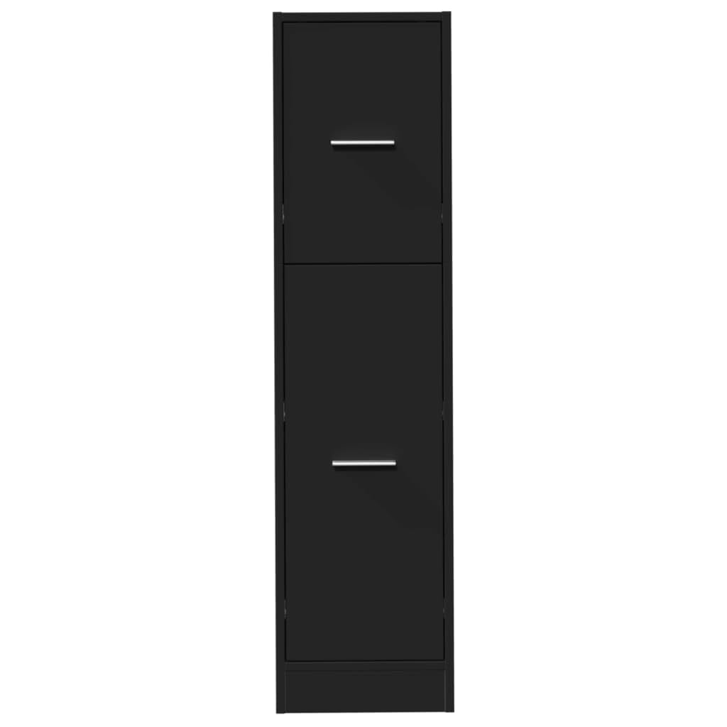 Armadietto da farmacista, nero, 30 x 41 x 118 cm, in legno, cassettiera con 3 cassetti e guide in metallo, versatile armadio da cucina per soggiorno e ufficio