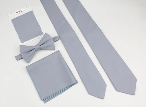 Image of Mens Solid Linen Ties - Slim Pattern Necktie for Men Wedding Groomsmen