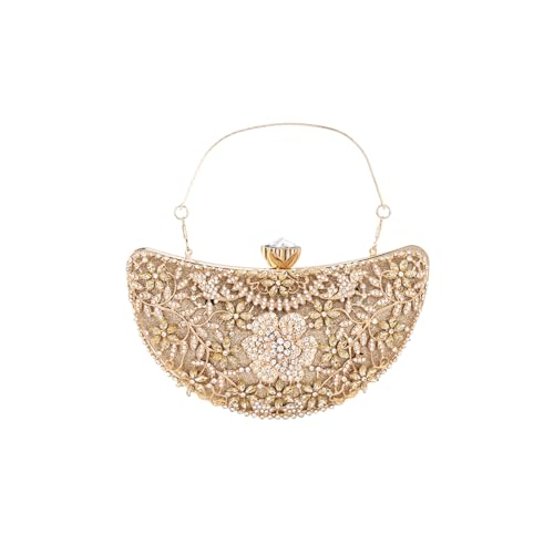 CORIOS Women Rhinestone Clutch Bag - Sparkly Sequin Evening Wedding Purse - Gold