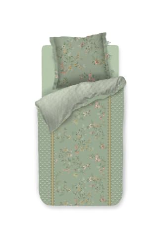 Pip Studio Juego de funda nórdica Kili Flower Verde 155 x 220 cm