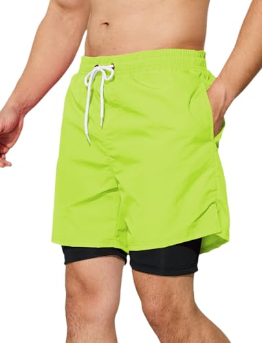 Mens Swim Trunks with Compression Liner Quick Dry 5 inch Inseam Beach Shorts Swimwear Board Shorts Bathing Suit4
