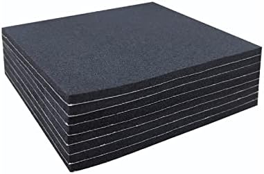 Adhesive Foam Padding, 8 Pieces Neoprene Foam Anti Vibration Pads High Density Closed Cell Foam Sheet, Insulation Soundproofing Black (6" x 6" x 1/16", 8 Pcs)