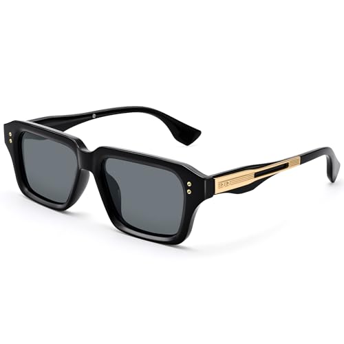 Rectangle Sunglasses for Men Women, Trendy Square Frame Sun Glasses Fashion Retro 90s Chunky Designer Shades