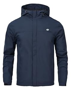 Huayuzh Veste softshell pour homme - Imperméable - Respirante - Coupe-vent - Veste d'hiver légère avec capuche - Course à pied - Randonnée, bleu marine, M