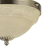 EGLO Lampa sufitowa Marbella, 3-punktowa lampa sufitowa Vintage, rustykalna, lampa do salonu z oksydowanego odlewu metalu i szkła Alabaster w kolorze