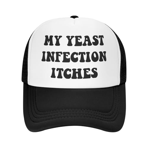 Image of My Yeast Infection Itches Trucker Hat Funny Baseball Caps Adjustable Fishing Hats for Men Women Black