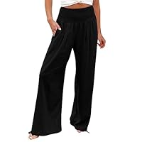 Pantalon Fluide Femme Été Chic Leger Ete Elastique Sarouel Taille Grande Haute Toile Jupe Culotte Pantacourt Chino Ample Sportswear Vetement Sport Mode Lin Et Elegant Corsaire Jogging,1-Le Noir,L