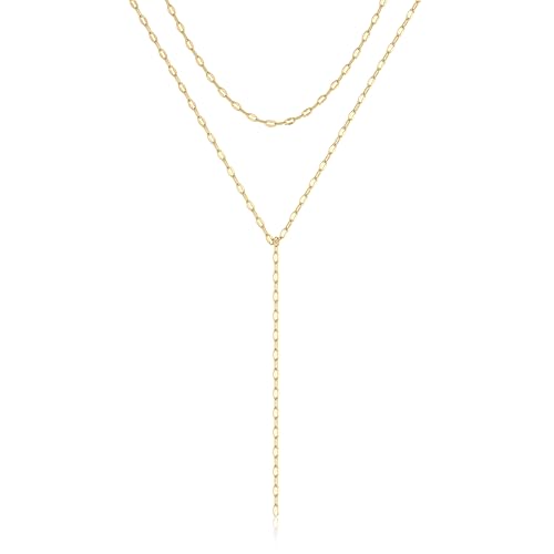 NECOCY Long Necklaces for Women Lariat Layered Dainty 14k Gold Plated Y Body Chain Necklace Trendy...