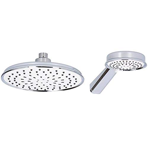 BAKAJI Set Bagno Soffione Doccia Diametro 20 cm + Doccetta 10cm Bagno Vasca Cromato
