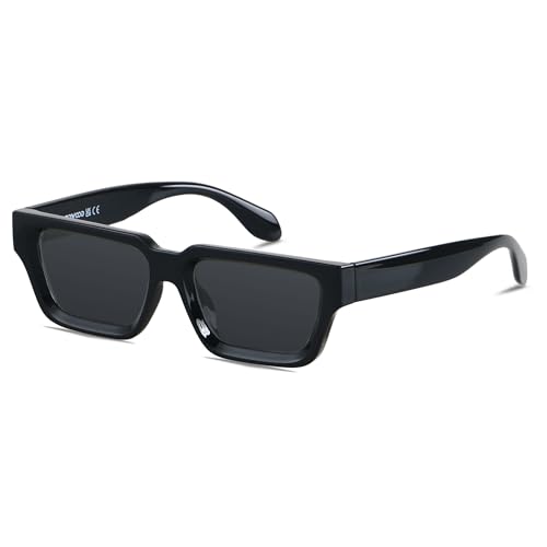 ANDWOOD Thick Frame Rectangle Sunglasses Mens Womens Chunky Retro Sun glasses Simple Designer Rectangular Shades