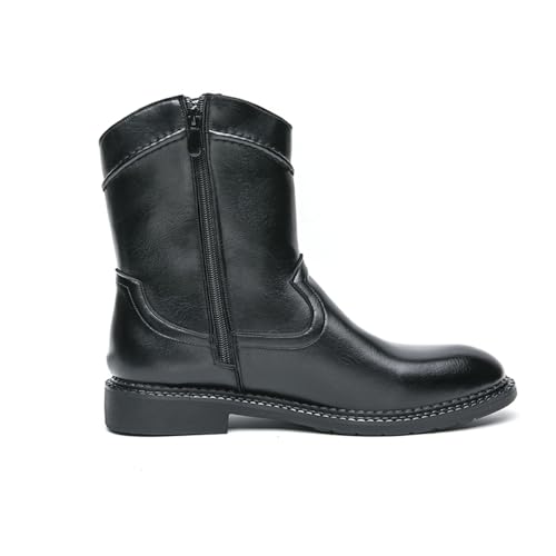 CHUUMEE Men's Round Toe Cowboy Boots Side Zipper Ankle Boots Fashion Dress Boots for Men3