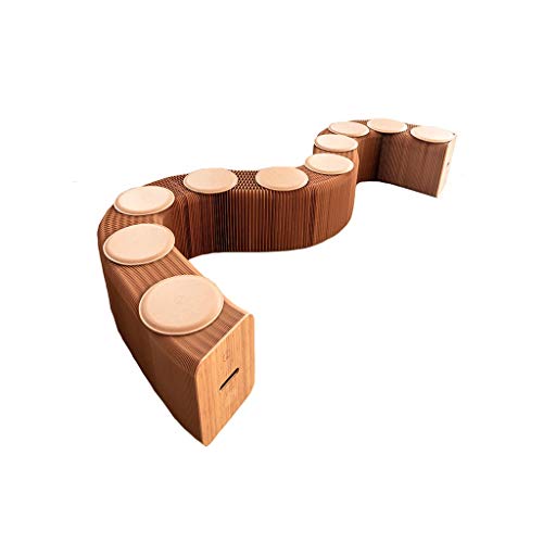 Brown 9-seat Telescopic Stool Can Change Shape When Used as a Table (22-600)×31×42CM (Color : Brown, Size : (22-600)×31×42CM)