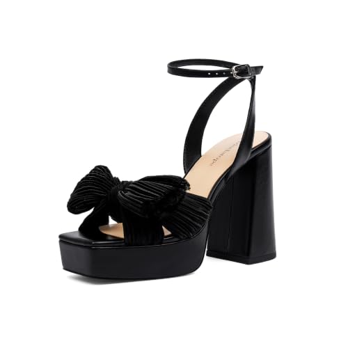 Sandales de fête de mariage Modatope en satin noir pour briller toute la soirée