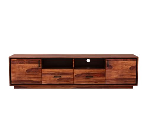 Image of Solid Sheesham Wood TV Unit for Living Room | TV Stand | TV Cabinet with Storage for Living Room and Hotel Furniture (Honey Finish-02)