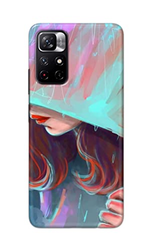 Image of PRINTFIDAA Pretty Woman Under The Umbrella Painting Printed Designer Hard Case for Redmi Note 11T (5G) Back Cover -(e) RPM1007