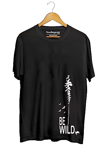 Image of Toodlegram - 100% Pure Cotton Plus Size T Shirt for Men- Regular Fit - Half Sleeve Roundneck Stylish Tshirt - Graphic Printed Be Wild (Size - 2XL to 10XL)
