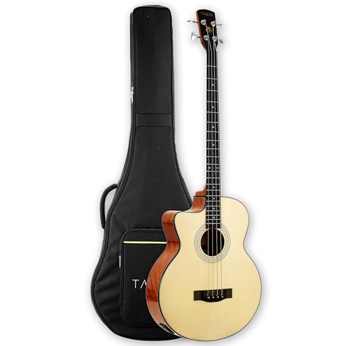 TARIO Left-Handed 4-String Electric Acoustic Bass Spruce Top Mahogany Neck Mahogany Back and Sides Comes with a Gig Bag
