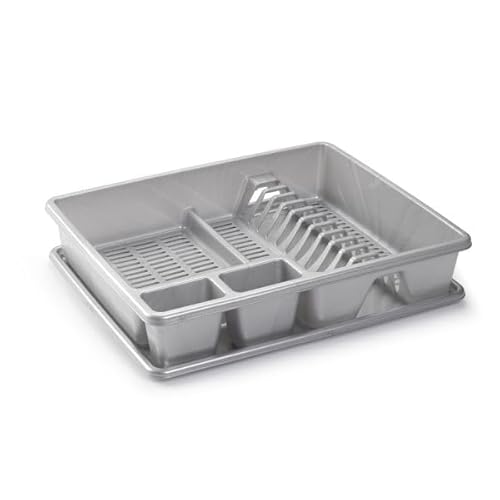 Plastic Forte 197569 Escurreplatos Rectangular con Bandeja, Plástico Polipropileno Libre de Bpa, gris, 48 x 38 x 9 cm