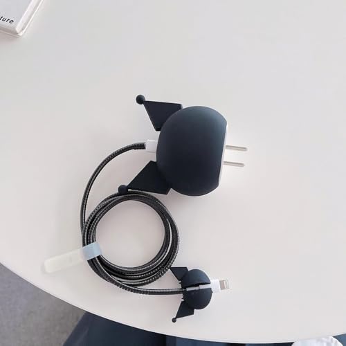 Image of CERLINK Charger Protector for Samsung 25W Type C, Protective Silicone Case Cover 25W Power Adapter Charger with Wire Saver - Pack of 1 (Black Kuro)