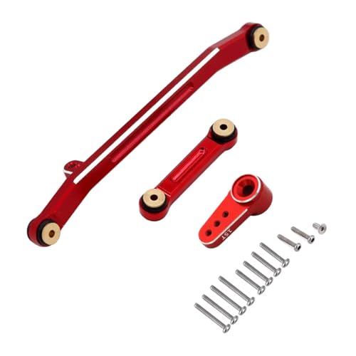 for Axial for SCX24 Emax ES08MA II Metal Steering Link Rod Servo Mount and Servo RC Crawler Car Upgrade Parts RC Car Accessories(Red,Steering Set)
