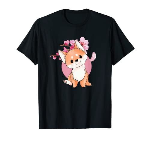 Linda flor de cerezo Shiba Inu y japonés Sakura Camiseta