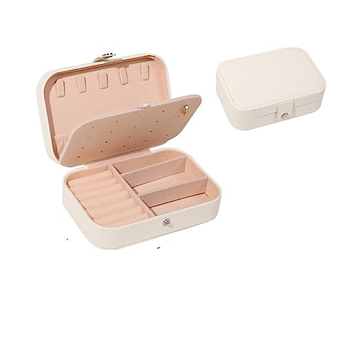 LUZZILE Schmuckkästchen, Aufbewahrungsbox, tragbare Anhängerbox, Armband, Halskette, Ring, Ohrringe, Ohrstecker, doppellagig, weiblich, Schmuckkästchen (D)