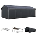 MFSTUDIO Carport 12x25 ft, Outdoor Heavy Duty Carports with Sidewalls, Metal Car Port Shed Shelters Garage Shelter Shade Car Ports with Galvanized Roof for 2 Cars, Truck and Boats ?